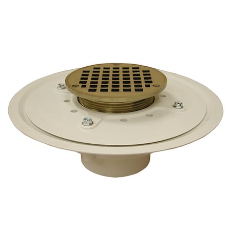 Jones Stephens 3in. Heavy Duty PVC Drain Base with 3-1/2in. Metal Spud and 5in. Nickel Bronze Strainer D50061